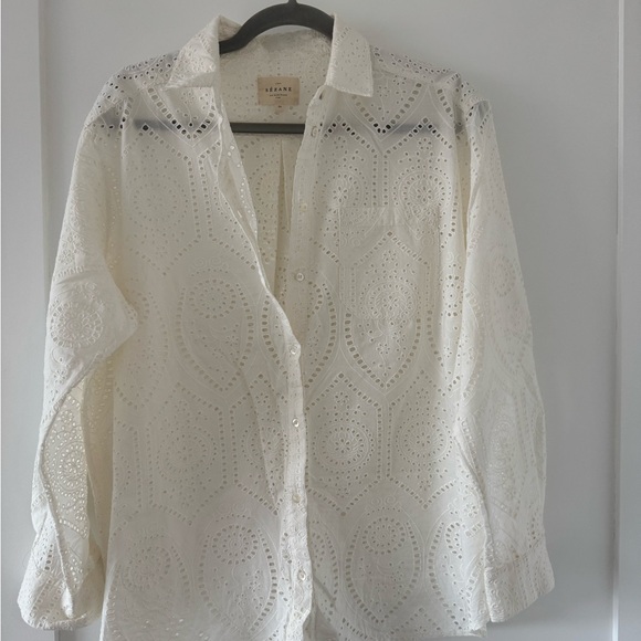 NWOT Sezane Max shirt white cotton broderie size 38/US 6 white - Picture 2 of 7